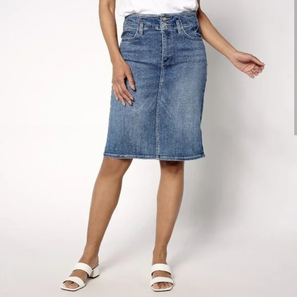 Banana Republic Acid Wash Denim Blue Jean Skirt Cotton Knee Length Y2K NWOT